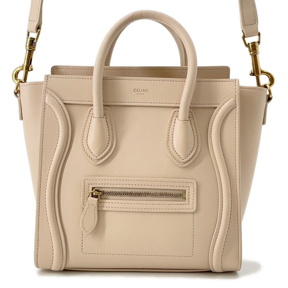 Luggage Shopper Size Nano Handbag Leather Cream Travel Bag