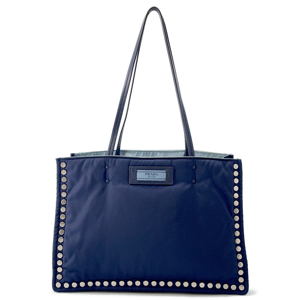 Etiquette Tote Navy Light Bg Handbag Leather Nylon Tote Bag