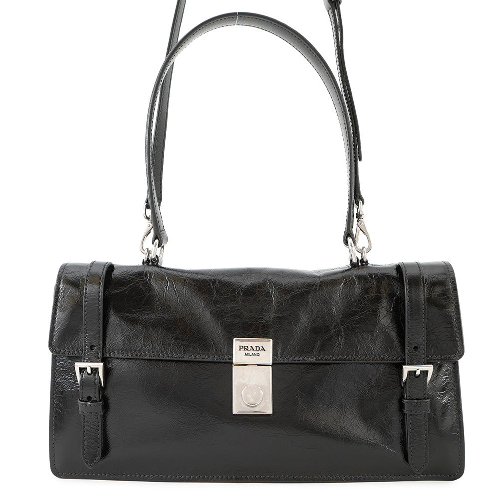 Ss Way Shoulder Bag Bn Size Leather Black