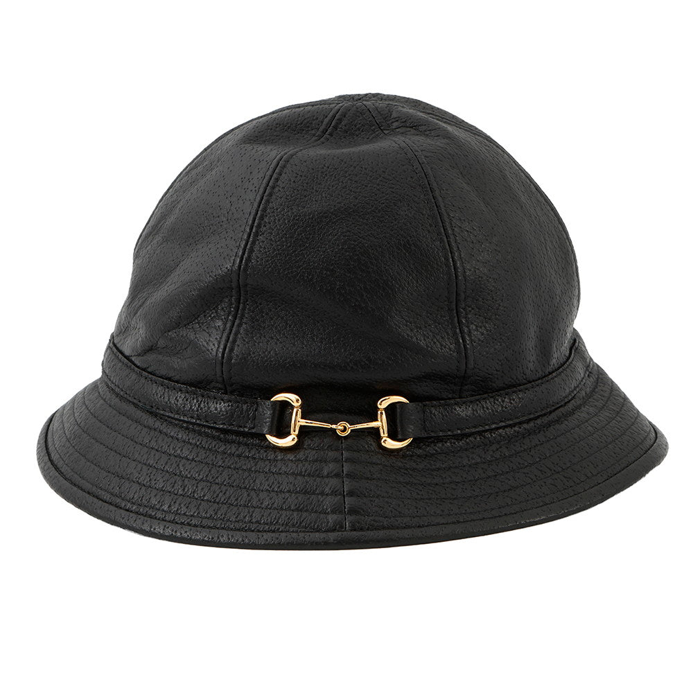 Gucci Horsebit Size S Black666600 Lambskin Bucket Hat