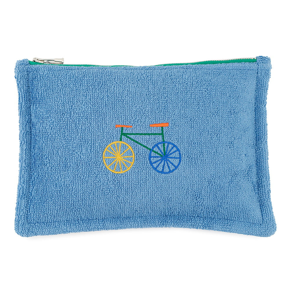 Les Cabans Flat Pouch Cotton Size Pm Blue Shoes