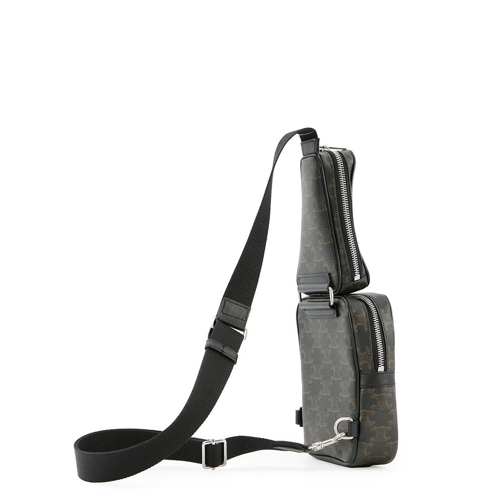 Triomphe Multi Pocket Crossbody Bag Eu Pvc Leather Black