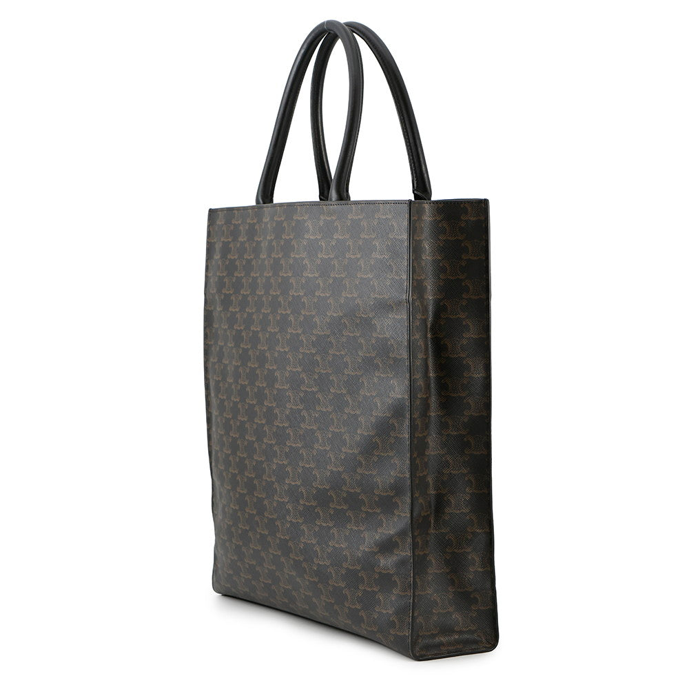 Triomphe Vertical Cabas Tote Pvc Size Handbag Leather Black Tote Bag