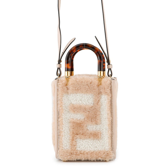 Fendi Sunshine Shopper Pink8Bs051 Mouton Handbag Leather Travel Bag