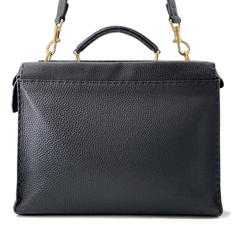 Fendi Peekaboo Selleria Fit Bugs Eye Monster Black7Va406 Handbag Leather Travel Bag