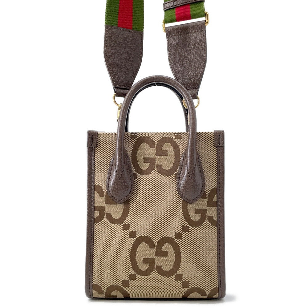 Gucci Jumbo 2Way Shoulder Bag Beige699406 Size Mini Leather Canvas