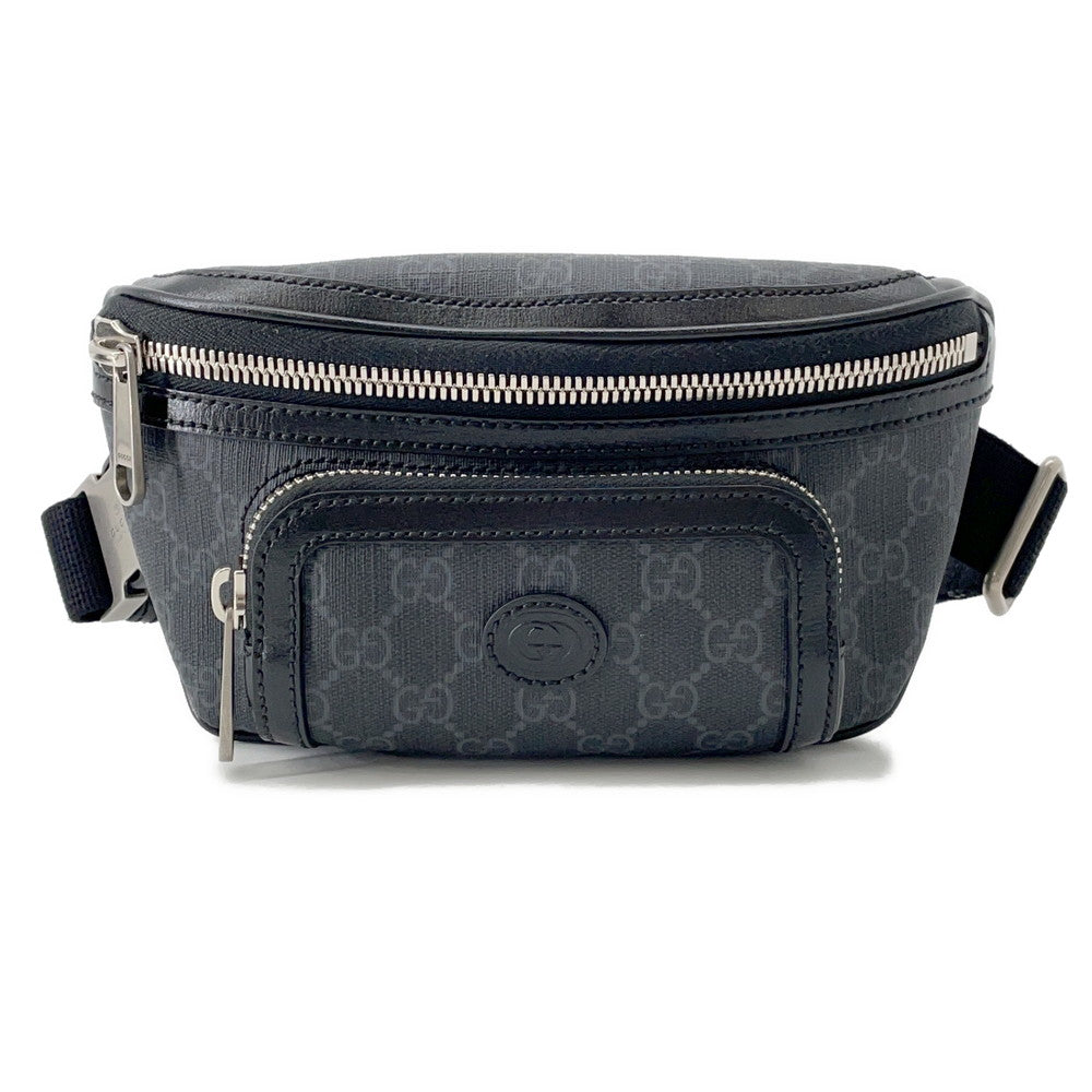 Gucci Interlocking G Black682933 GG Supreme Leather Belt