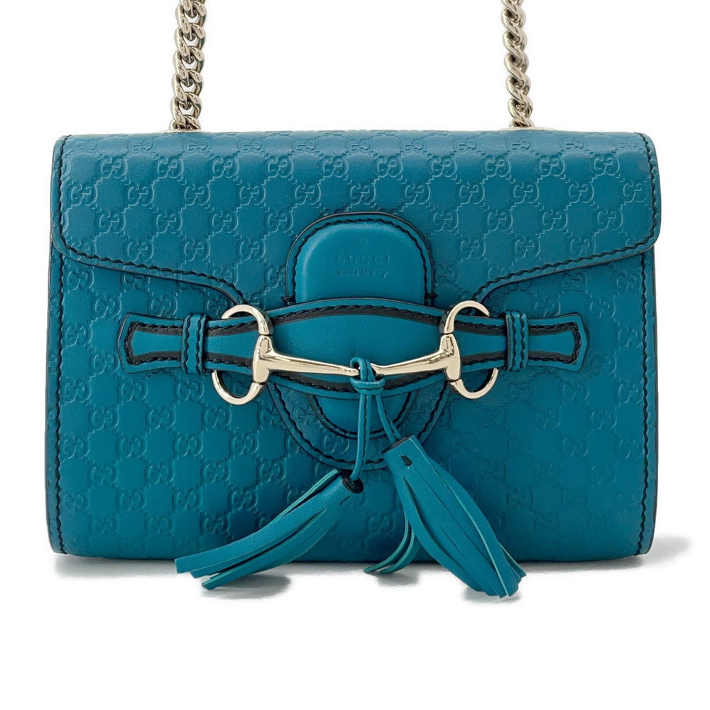 Gucci Emily MicroGuccissima Chainshoulder Turquise Leather Shoulder Bag