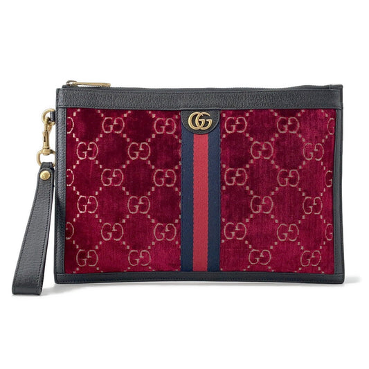 Gucci GGVelvet Black575371 Velvet Leather Red Clutch Bag
