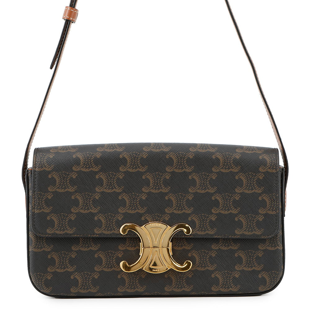 Triomphe Claude Shoulder Bag Pvc Calf Leather Tan