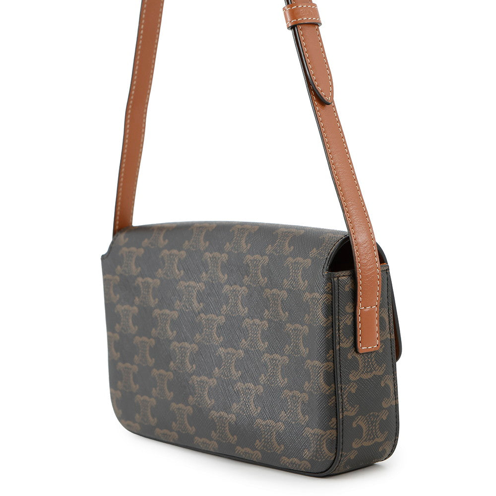 Triomphe Claude Shoulder Bag Pvc Calf Leather Tan
