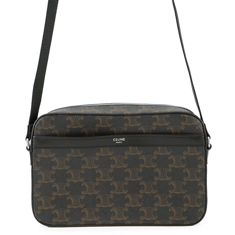 Triomphe Shoulder Bag Pvc Leather Black