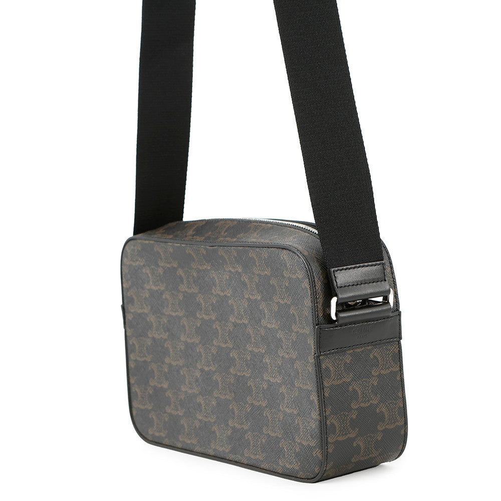 Triomphe Shoulder Bag Pvc Leather Black