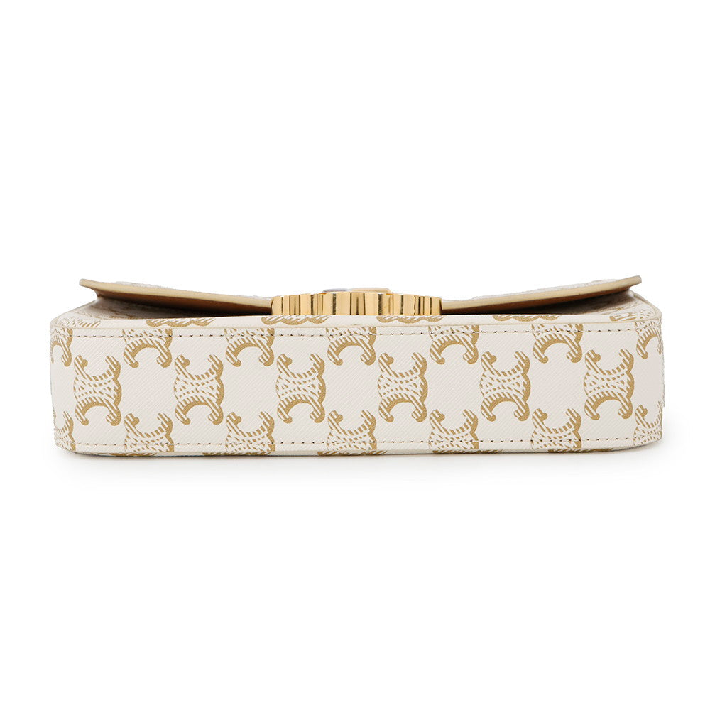 Triomphe Claude Shoulder Bag Pvc Leather White