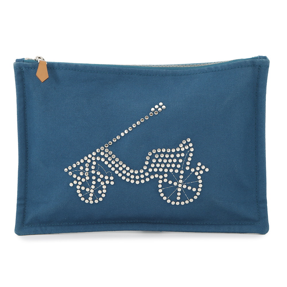 Velocipedist Pouch Cotton Handbag Blue Travel Bag