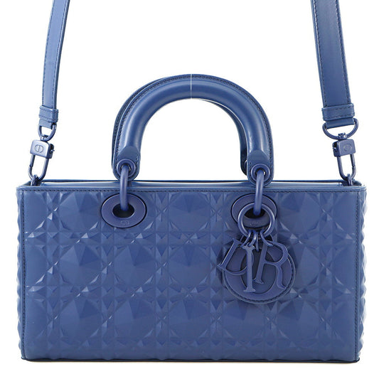 Dior Handbag ?Lady D Joy Cannage 2-Way Bag NavyM0540INEA Leather Medium