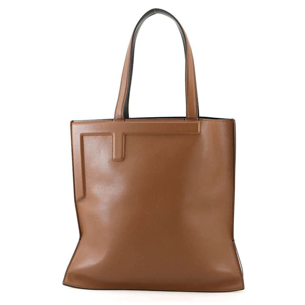 Fendi Flip Tote Black8Bh419 Leather Brown Medium Tote Bag