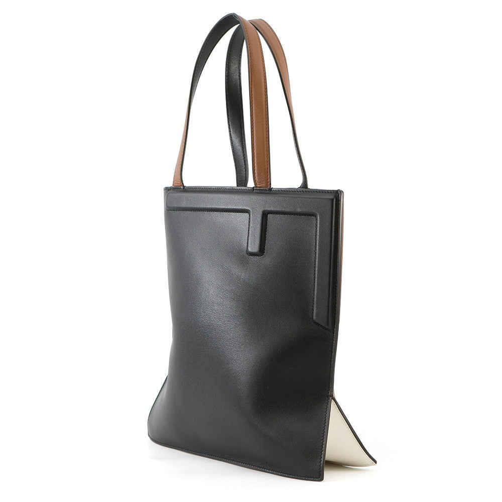 Fendi Flip Tote Black8Bh419 Leather Brown Medium Tote Bag