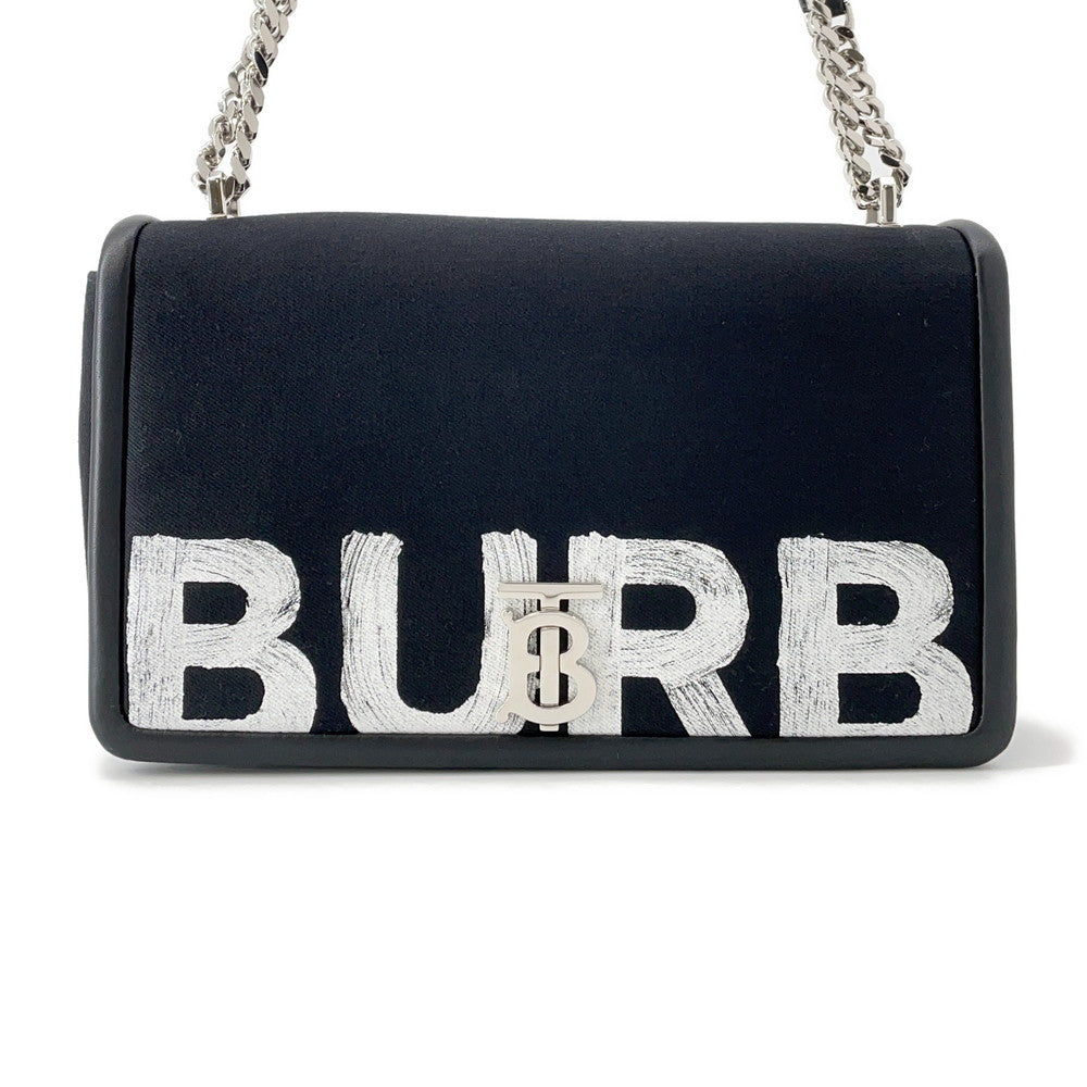 Burberry Roller Chainshoulder Shoulder Bag Leather Canvas Black