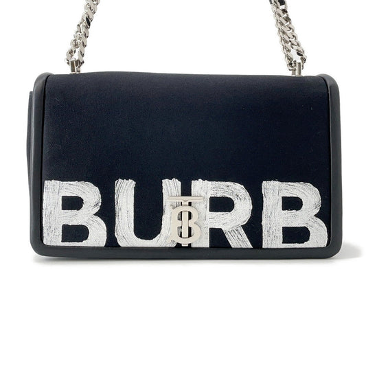 Burberry Roller Chainshoulder Shoulder Bag Leather Canvas Black