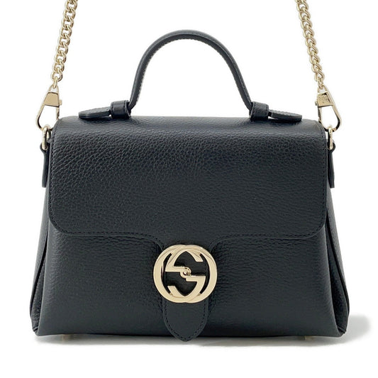 Gucci Interlocking G Black510302 Leather Travel Bag