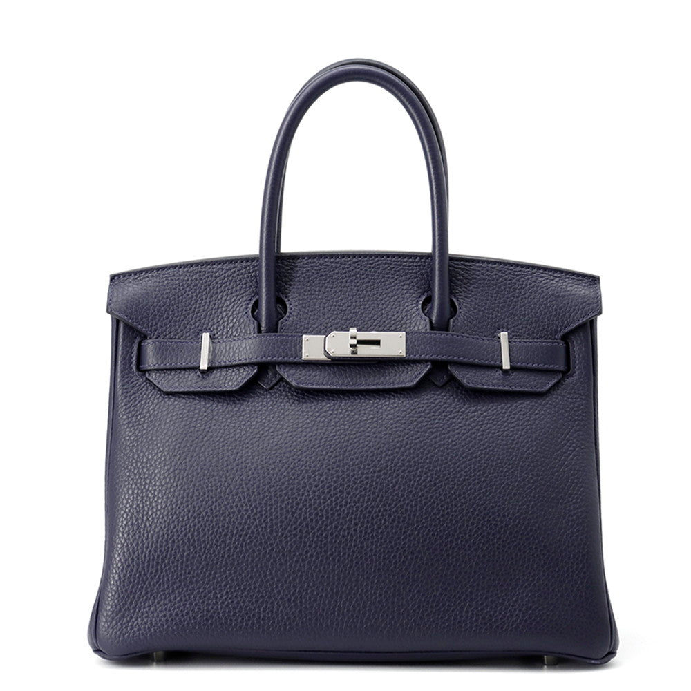 Birkin Verso Nuit Rose Purpleh Taurillon Clemence Blue Travel Bag
