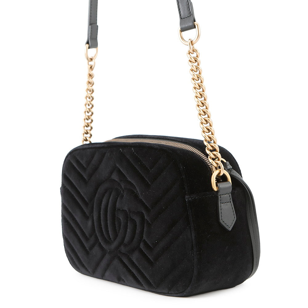 Gucci Marmont Bambi Chainshoulder Bag Multicolor447632 Velour Leather Black