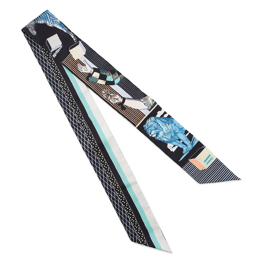 Twilly Vert S Silk Handbag Black Blue Travel Bag