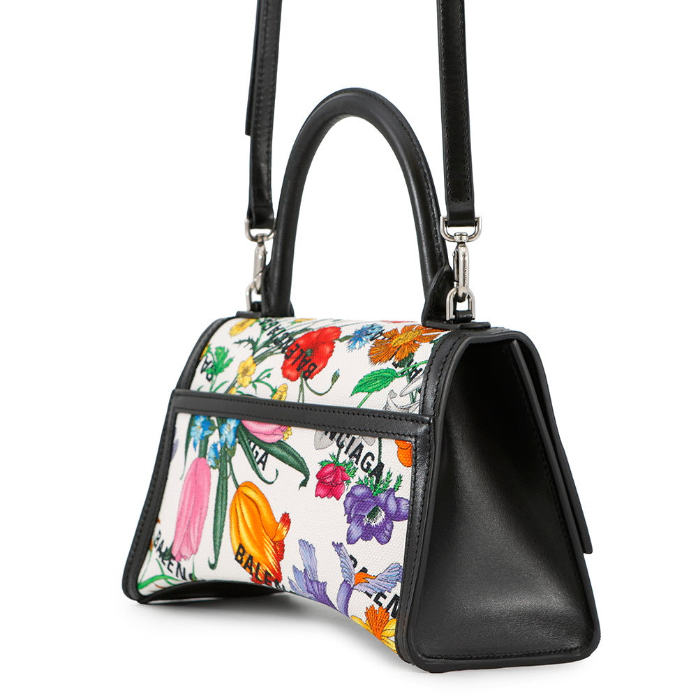 Gucci x Hacker Project Flora Hourglass Leather Canvas Black White Travel Bag