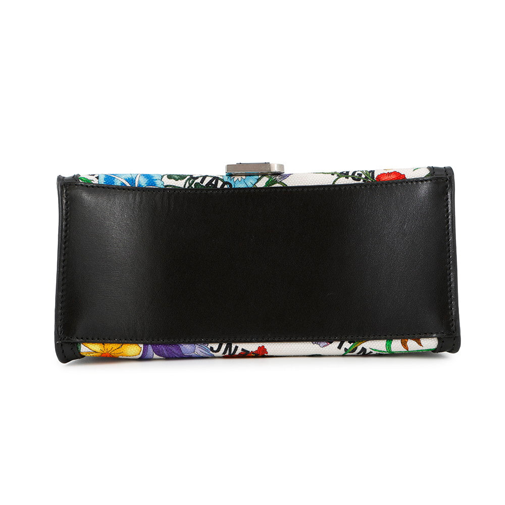 Gucci x Hacker Project Flora Hourglass Leather Canvas Black White Travel Bag