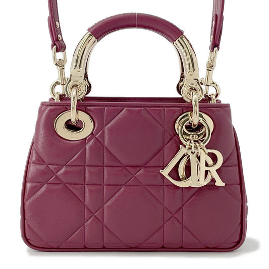 Dior Handbag Lady's 95.22 Bordeaux Leather Mini Mini Bag