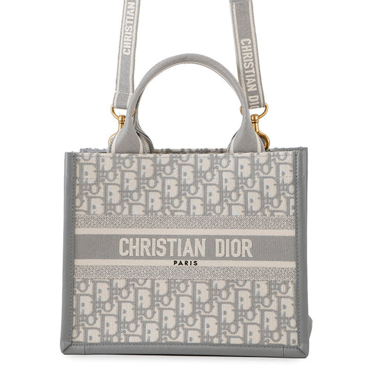 Dior Handbag Book Tote in Oblique Embroidery GrayM1325CZBB M20I Leather Canvas Tote Bag