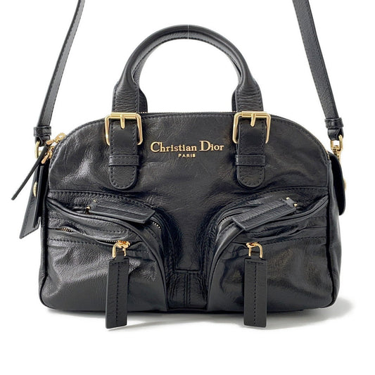 Dior Handbag Grand Tour Bowling Bag BlackM6000UNQD Crinkled Calf Leather