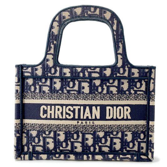 Dior Handbag Oblique Book Tote NavyS5475ZRIW Canvas Mini Tote Bag