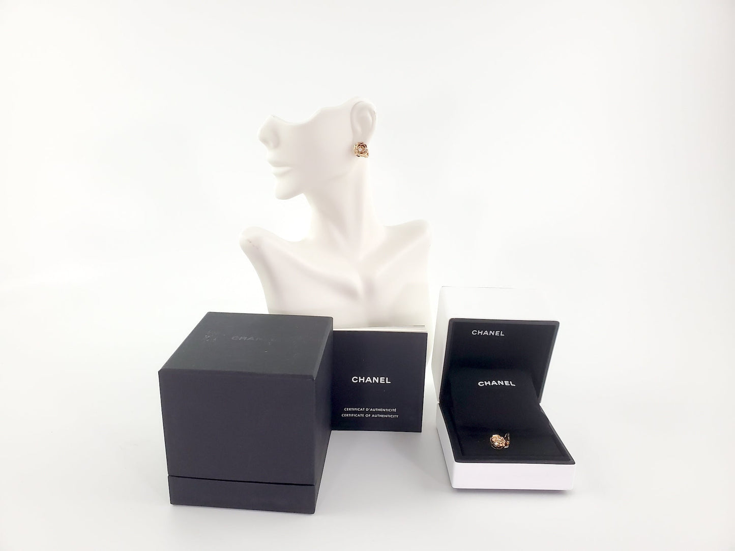 Chanel Rose Gold Diamond Extract De Camelia Stud Earrings Jewelry