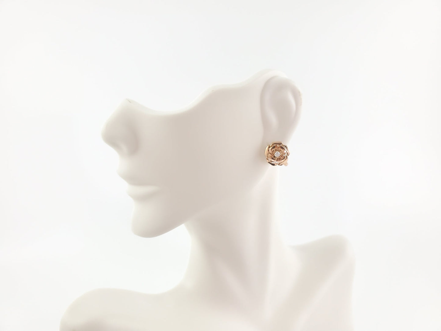 Chanel Rose Gold Diamond Extract De Camelia Stud Earrings Jewelry