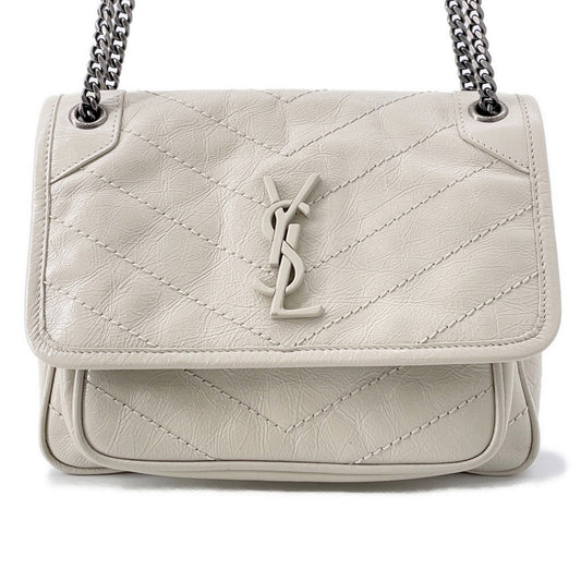 YSL Saint Laurent Shoulder Bag Niki White6331600EN049207 Leather Baby