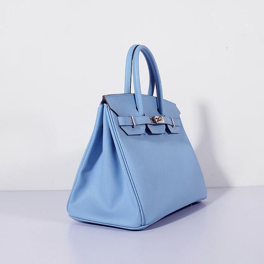 Hermes Luxury Cm Birkin Bag Epsom Light Leather Blue Travel Bag