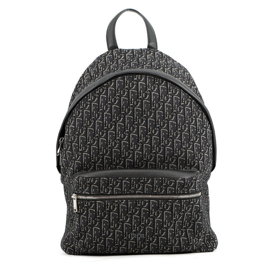 Dior Backpack Oblique Jacquard Rider Black1VOBA088YKY Leather Canvas