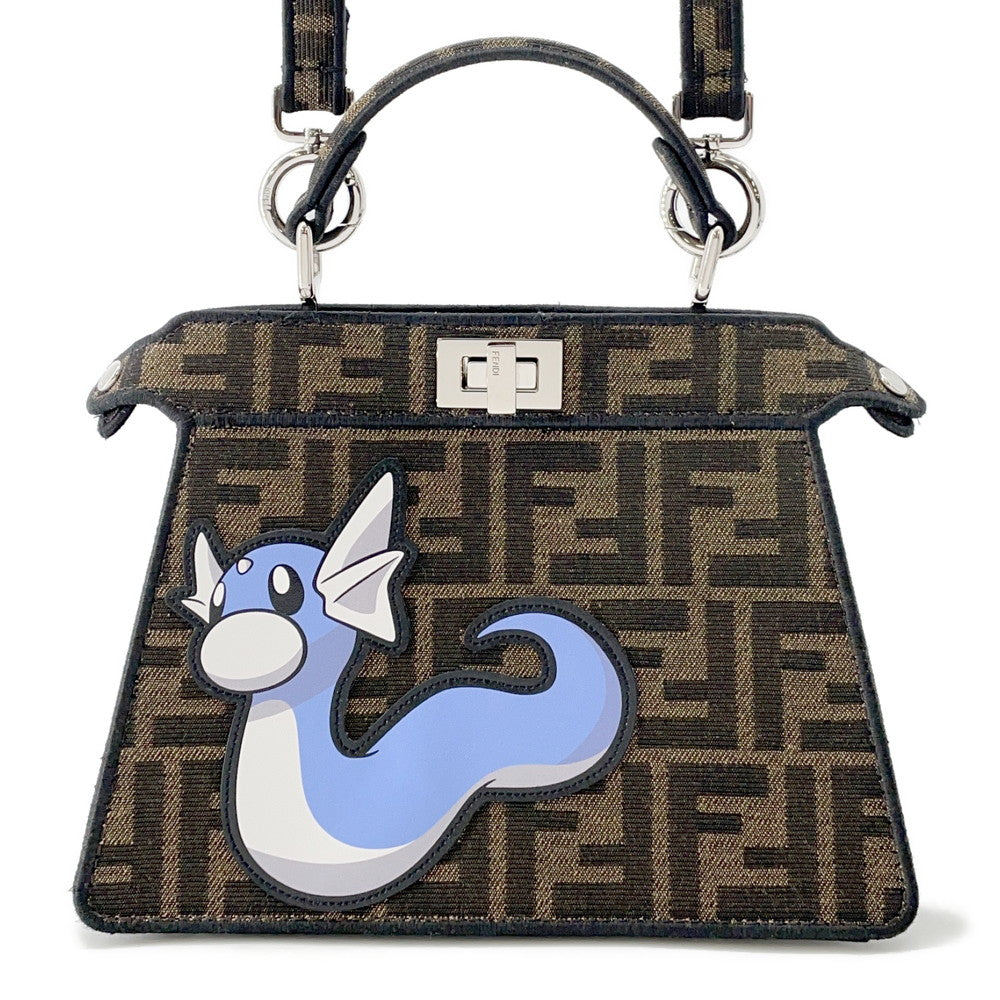Fendi Peekaboo I See You Pokémon Collaboration Dratini Brown8BN335 Canvas Handbag