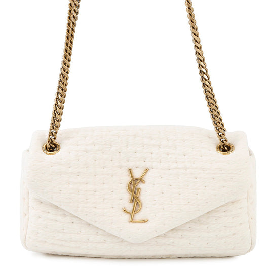 YSL Saint Laurent Shoulder Bag Calypso White734153 Cotton