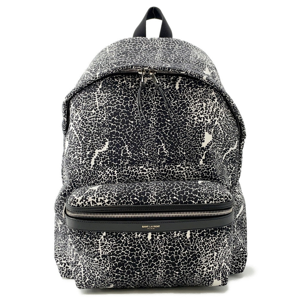 YSL Saint Laurent Backpack Classic Hunter White326865 Leather Canvas Black