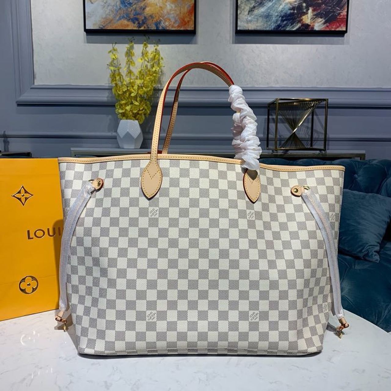 Top Quality Neverfull Gm Tote Bag Damier Canvas Pink Shoulder Bag