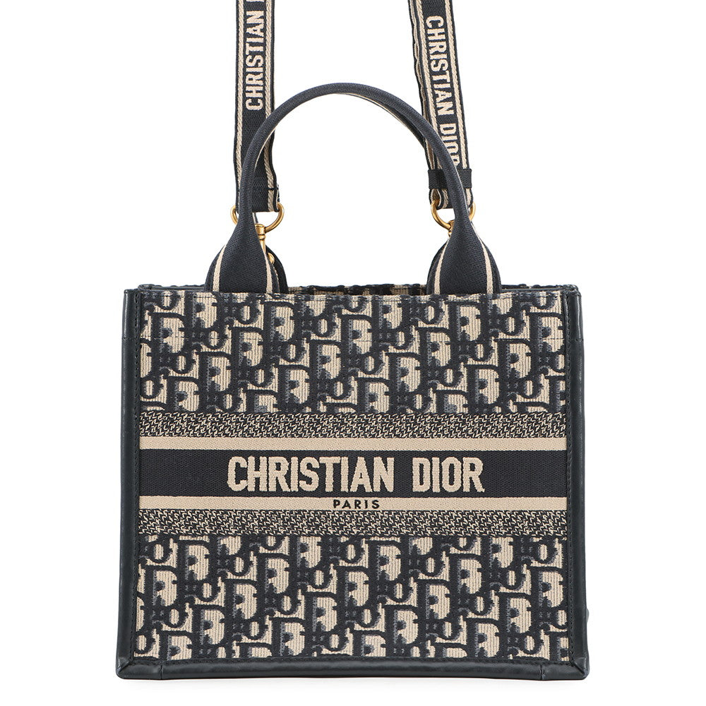 Dior Tote Bag Oblique Embroidery Book Tote NavyM1325CZBB Calf Leather Canvas