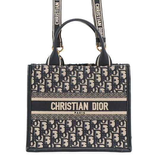 Dior Tote Bag Oblique Embroidery Book Tote NavyM1325CZBB Calf Leather Canvas