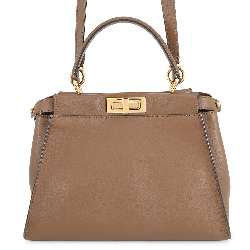 Fendi Peekaboo Selleria Brown8BN290 Leather Handbag
