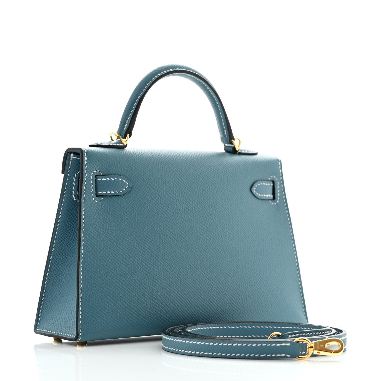 Hermes Epsom Kelly Sellier New Jean Handbag Blue Mini Travel Bag