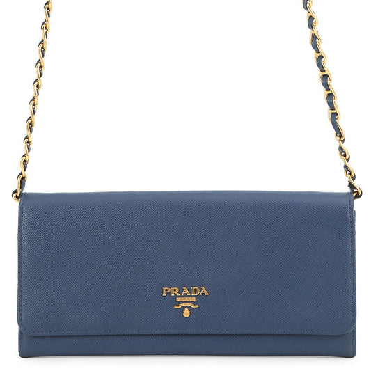 Prada wallet Blue1M1290 LeatherLeather Saffiano Chain Handbag