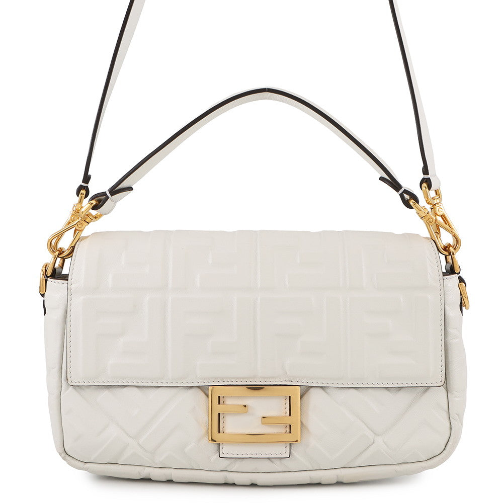 Fendi baguette White8BR600 Leather Shoulder Bag