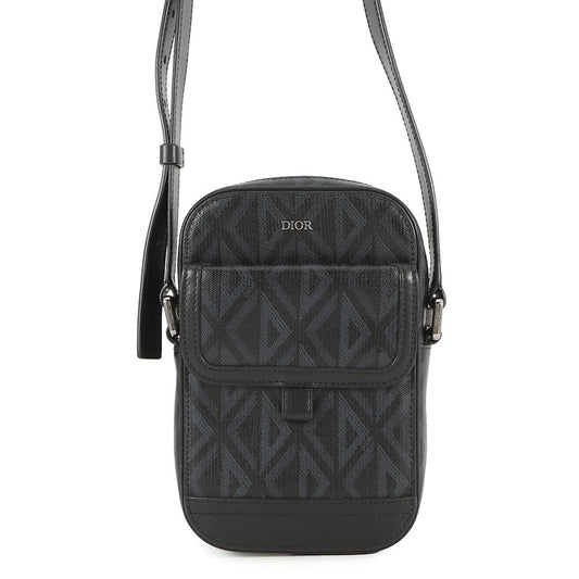 Dior Shoulder Bag CD Diamond Hit the Road Vertical Leather Black